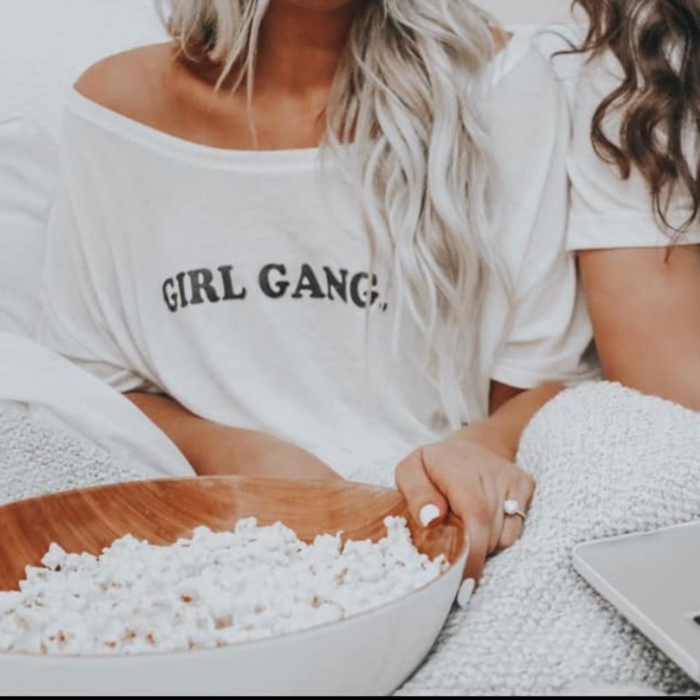 Heather Gray Girl Gang off shoulder shirt sz large